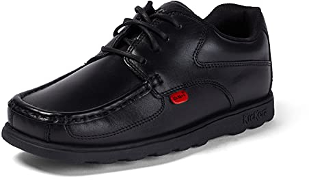 Kickers Teen Boy's Fragma Lace Up Black Leather Shoes, 3 UK