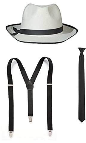 Marco Porta 20er 30er Jahre Gangster Outfit Kostüm Zubehör (Weiß)