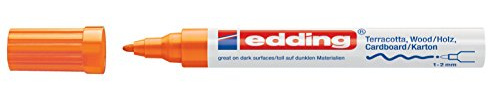 Edding 4040 Tintenmarker matt - 1 Marker - Rundspitze 1-2 mm - orange - zum Beschriften und Dekorieren auf rauen, dunklen oder porösen Oberflächen - ideal für Terrakotta, Karton, Holz