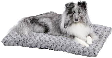 MidWest Homes for Pets Medium QuietTime Deluxe Gray Ombré Swirl Plush Pet Bed, Machine Washable, Non-Skid Bottom, Soft Crate Mat for 76 cm Crates