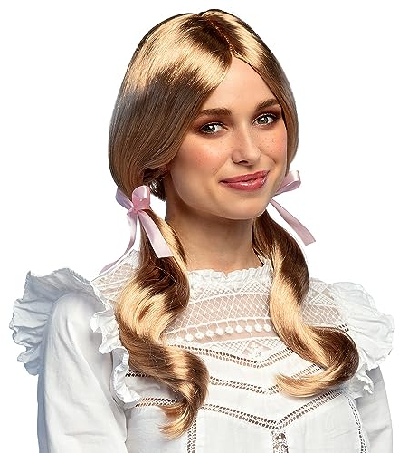Boland 86379 - Perücke Schulmädchen für Erwachsene, Kunsthaar Zöpfe mit Schleifen, Frisur für Faschingskostüme und Verkleidung, Kostüm Zubehör für Karneval, Mottoparty oder JGA