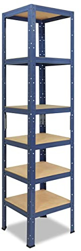 shelfplaza Home 230x30x30cm Schwerlastregal blau mit 6 Böden x 145kg | Kellerregal · Lagerregal · Metallregal · Regale für Kellerraum · Steckregal · Abstellraum Regal