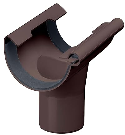 INEFA Ablaufstutzen halbrund, PVC NW150/DN100 Dunkelbraun Einhangstutzen Dachrinnenzubehör, einfache Steckmontage, Made in Germany