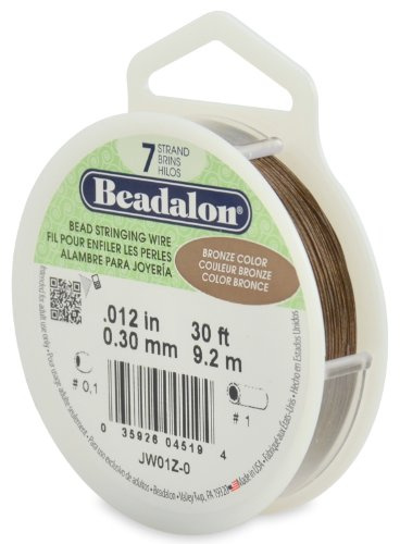 Beadalon 7 Strand Stainless Steel Bead Stringing Wire, 0.012 in / 0.30 mm, Bronze, 30 ft / 9.2 m