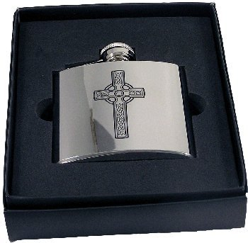 Personalised 4oz Celtic Cross Hip Flask Engraved