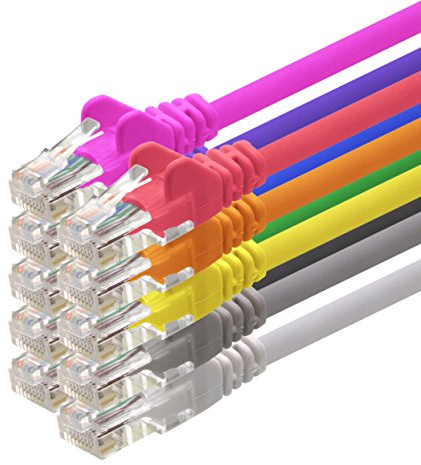1aTTack CAT5 UTP network patch cable with 2x RJ45 connector set 10 colors - 10m