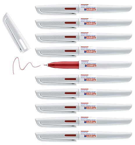 edding 1700 VARIO rotulador de punta fina - rojo - 10 bolígrafos - punta fina y redonda de 0,5 mm - con zona de agarre para una escritura cómoda - escritura precisa y firma sobre superficies de papel