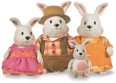 HCM Kinzel 43213 - Li'l Woodzeez Figuren Hasen - Tierfamilie Hoppingood - 4 weiche Tierfiguren OHNE Buch - Tiere im Set, Spielzeug für Kinder ab 3 Jahre