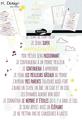 Maildor AD031O - Un sachet M Design 2 planches stickers muraux 34,5x49 cm, Quand je serai grand