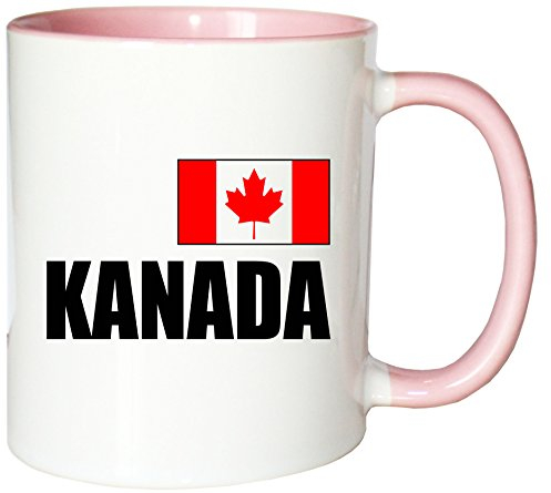 Mister Merchandise Kaffeetasse Kanada Fahne Flag Teetasse Becher, Farbe: Weiß-Rosa