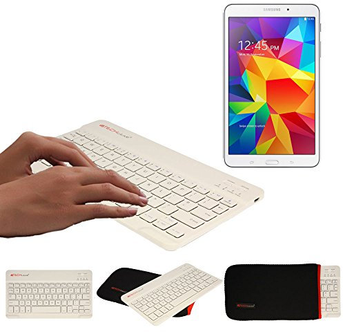 TECHGEAR [Active Strike (M) Slim Line Bluetooth Wireless UK Qwerty Keyboard With Carry Case Cover for Samsung Galaxy Tab A 8 Inch, Tab 4 8 Inch Tablets - White