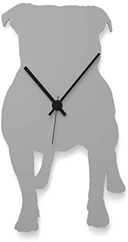 WANDKINGS Wanduhr Polly Pug aus Acrylglas, in 11 Farben erhältlich (Farbe: Uhr = Grau glänzend; Zeiger = Schwarz)