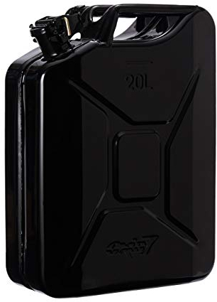 Oxid7® Bidon à carburant 20 litres en métal noir | Convient pour l'essence, le diesel & le bioéthanol | Bidon à essence 20L avec homologation UN & type de construction testé
