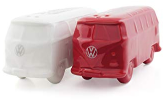 BRISA VW Collection Volkswagen Porta sale & pepe saliera pepiera in ceramica 2 pezzi Campervan T1 Bus design (Bus Classico/Bianco & Rosso)