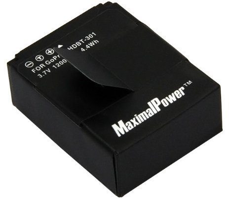 MaximalPower 1200mAh Replacement Li-ion Battery AHDBT301/AHDBT-301/AHDBT201/AHDBT-201 for GoPro HERO3 Camera Battery