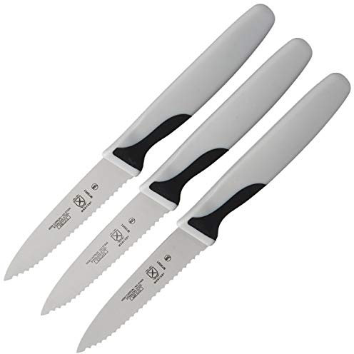 Mercer Culinary M19903 Millennia Black Handle, 3-Inch Slim Serrated Paring Knives (3-Pack)