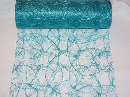 HKT Home Deco Sizoweb türkis Petrol blau Tischdeko Tischband Tischläufer Tischdecke Vlies Deko 150cm lang, 30cm breit