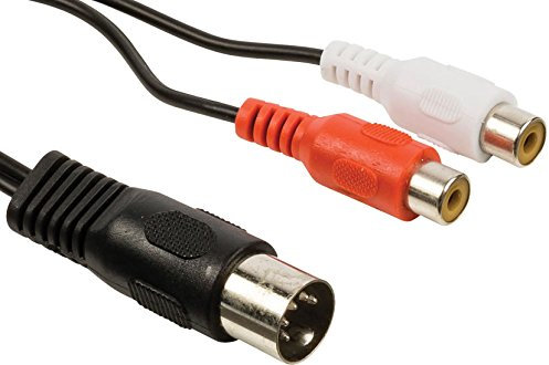 Court 20 cm 5 broches DIN mâle fiche vers Double 2 x rouge et blanc Adaptateur RCA Phono Femelle