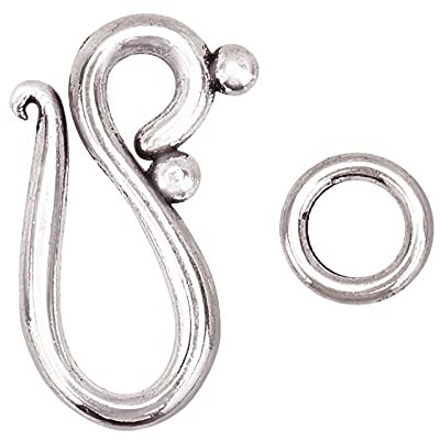 PH PandaHall 40 Sets S Ring Knebelverschlüsse Tropfen Tibetan Silber S Haken Ring Schmuck Verschlüsse Ring Verschlüsse für Halskette Armband Schmuckherstellung DIY Handwerk