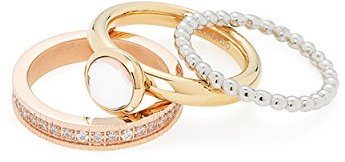 Leonardo Jewels Damen-Stapelring Tricolori Set/3 edelstahl Glas transparent Gr. 57 (18.1) - 015704