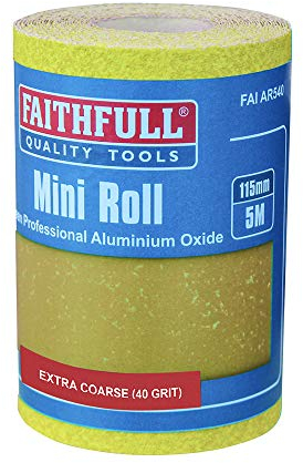 Faithfull FAIAR540Y 5M Extra Coarse (40 Grit) Sandpaper Roll Yellow (Std) 115mm x 5M