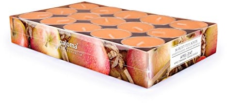 pajoma® Teelichte 30 Stück, Apfel-Zimt | Duft-Teelichte in Aluminiumhülle, Brenndauer ca. 4 Stunden - Höhe 1,5 cm ø 3,5 cm | Premium Qualität | Deko, Gastronomie, Outdoor, Party, Windgläser, Hochzeit