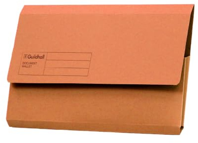 Exacompta Guildhall Document Wallets, 285 gsm, Foolscap - Orange, Pack of 50