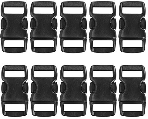 Grenhaven 10 Pcs Mini Plastique Boucles pour Sangles 10mm, Fermoirs à Clic 29x15x5mm, Attaches à Clip pour Colliers de Chien ou de Chat, Bracelets en Paracorde, Sangles de Sac à Dos, Noir