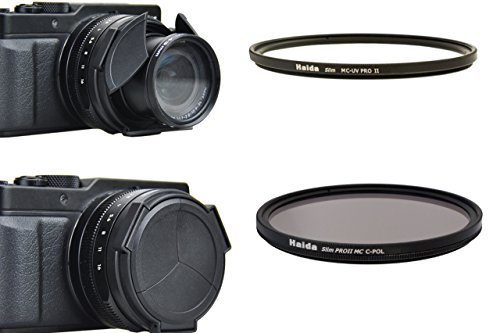 Timetrends24 Zubehörset für Panasonic Lumix DMC LX100 und Leica L109 - Spezial Automatik Objektivdeckel mit HAIDA Slim Pro II MC UV und Slim Pro II MC Polarisationsfilter - Optisches Glas