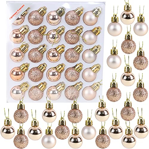 Christmas Concepts® Confezione da 25-25mm Mini Baubles per albero di Natale - Baubles decorati lucidi, opachi e glitterati (Champagne)