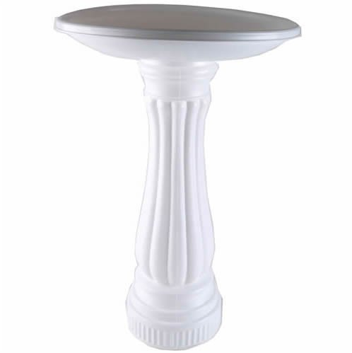 Union Products Round Outdoor Bird Bath, Fillable Base, 17 D x 25 H, White