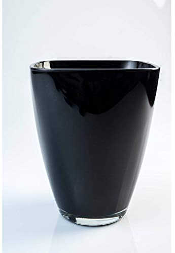 INNA-Glas Jarrón Cuadrado de Cristal Yule, Negro, 17 x 13 x 13cm - Florero de Vidrio - Vaso Decorativo