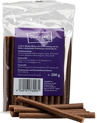 Chewies Rinderröllchen für Hunde - 2 x 200 g - weiche Kaustangen - Kaurollen mit Rind - Hundeleckerli fürs Training