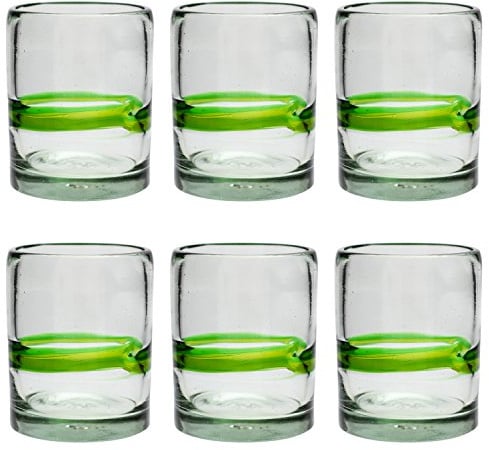 Handgemachter Tumbler - recyceltes Glas – Gemischtes Grün - Set aus 6 Gläsern