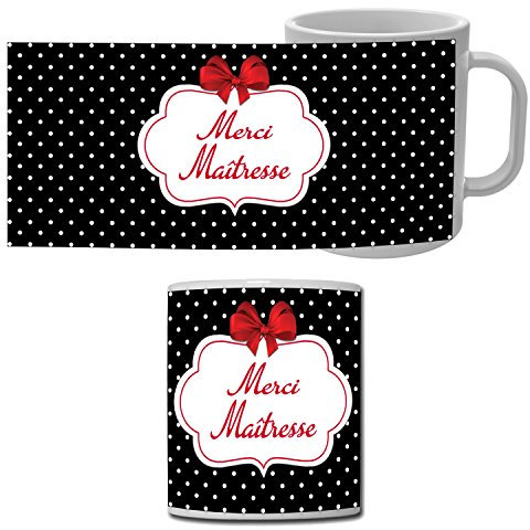 YONACREA - Mug Tasse - Merci Maîtresse style rétro Vintage Noir