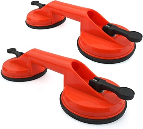 Incutex 2x ventosa doppia, ventosa con capacità di sollevamento di 100kg, ventosa maniglia vetro con 2 ventose – arancio