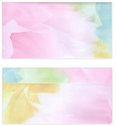 50 Stück Premium Briefumschläge (UMS-5098) DIN lang (110 X 220mm) farbenfrohes Motiv bunt farbig, Frühling Sommer Briefhüllen Kuvert, ohne Fenster, haftklebend, 80g/m²