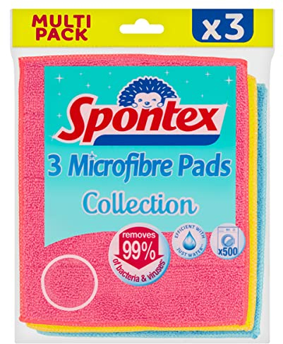 Spontex Microfibre Pads, 3 Count (Pack of 1), Package may vary