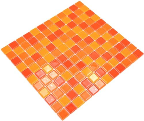 Piastrelle a mosaico, traslucide, giallo, arancione, rosso, con mosaico di vetro di cristallo