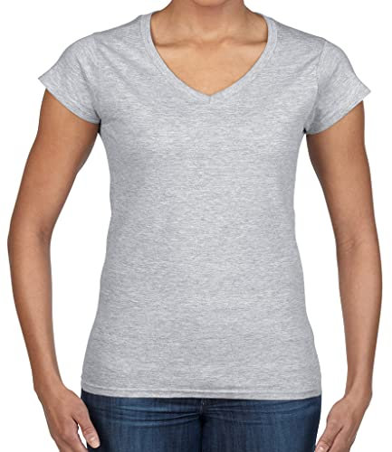 Gildan Ladies Soft Style Short Sleeve V-Neck T-Shirt (M) (Sport Grey (RS))