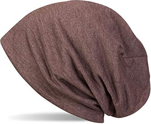 styleBREAKER Klassische Slouch Beanie Mütze, leicht und weich, Longbeanie, Unisex 04024018, Farbe:Dunkelbraun meliert