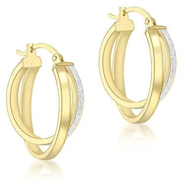CARISSIMA Damen-Creolen 9ct Yellow Stardust Double Creole Earrings 375 Gelbgold-1.51.1229