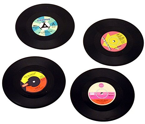 Vinyl Glasuntersetzer im 4er Set - Schallplatte Untersetzer Platte Unterleger Platte