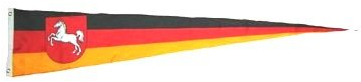 Fahnenwelt Langwimpel Niedersachsen Fahne Flagge Wimpel NEU 30 cm x 150 cm rot-weiß Gestreift Regionalflagge für Außenbereich und regionale Veranstaltungen