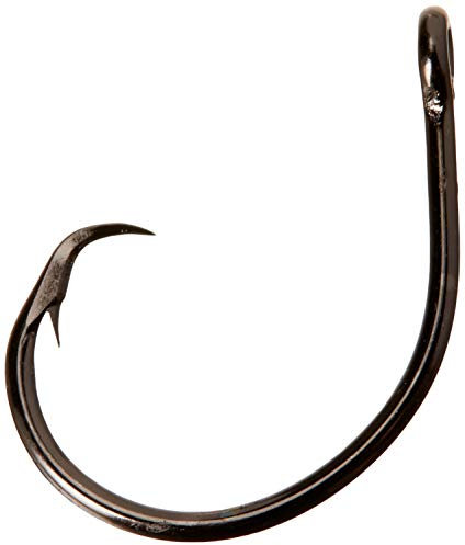 Mustad Classic 39944 Standard Wire Demon Perfect In Line Wide Gap Circle Hook | Saltwater Freshwater hooks for Tuna, Catfish, Bass and more, [Size 6/0, Pack of 50], Black Nickel
