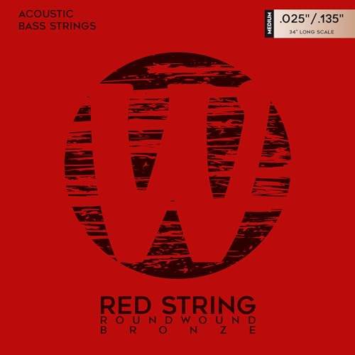Warwick Red Strings Acoustic Bass String Set, Bronze - 6-String, Medium, .025-.135, Long Scale