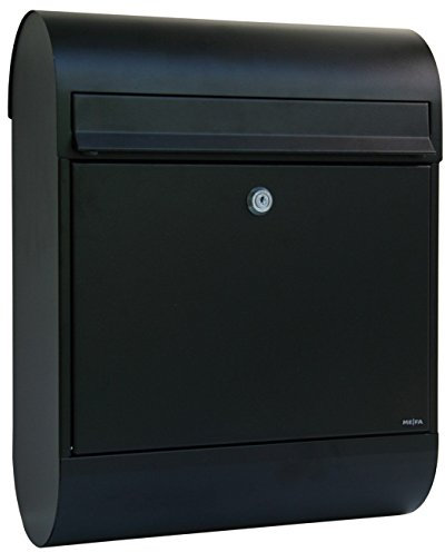 ME-FA 864110DE MEFA Briefkasten RUBY 864 (Tiefschwarz, Struktur – RAL 9005, Postkasten mit Sicherheitsschloss, 450x350x150 mm), schwarz