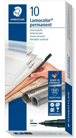 Lumocolor permanenter Stift von Staedtler, mittlere Spitze, Overhead-Projektor, Schwarz, 10 Stück