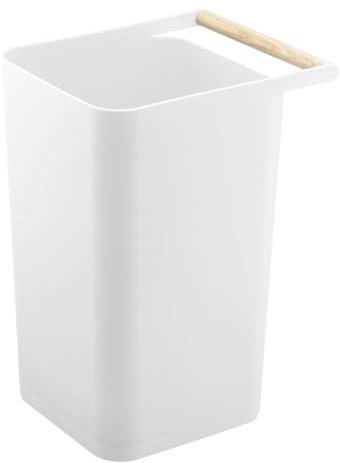 YAMAZAKI Como Mülleimer, Holz, Weiß, One Size