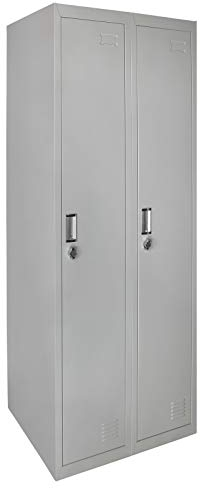 Spind Schließfachschrank Metallschrank Mehrzweckschrank Umkleideschrank Garderobenschrank ; Grau-Grau/Doppelspind